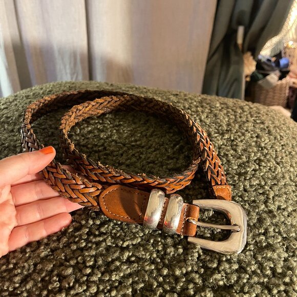 Simple brown braided belt retro style‎ 80s classic caroline bissette diana M/L main image 4